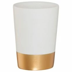 Deals ๐งจ Tumbler/Toothbrush Holder Sealskin Glossy White And Gold Polyresin ๐