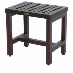 Best Pirce 🥰 DecoTeak 18" Espalier Lattice Pattern Teak Shower Bench, Without Lift Aid Arms ✔️
