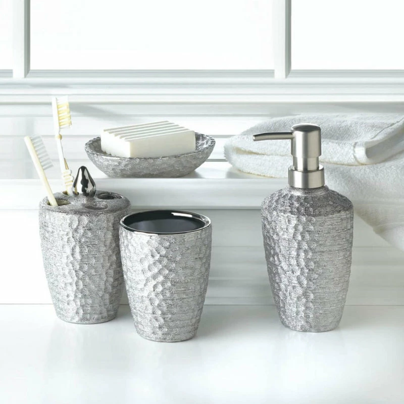 Hot Sale โจ Eastwindgifts Home Indoor Decorative ๐จ Hammered Silver Texture Bath Accessories ๐ 2 Hot Sale โจ Eastwindgifts Home Indoor Decorative ๐จ Hammered Silver Texture Bath Accessories ๐ - Image 2
