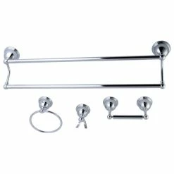 Cheap ⭐ Kingston Brass 4-Piece Dual Towel Bar Bathroom Hardware Set, Polished Chrome ❤️