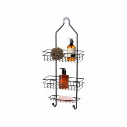 Coupon 🔔 Home Zone Living Bath Shower Caddy With Soap Tray And 2-Hooks 🛒