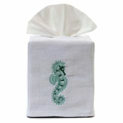 Promo 🛒 Jacaranda Living Tissue Box Cover, Aqua Seahorse 🔔