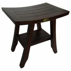 Top 10 😀 DecoTeak Patented Satori Eastern Style Teak Shower Stools With Shelf, 18" ⭐