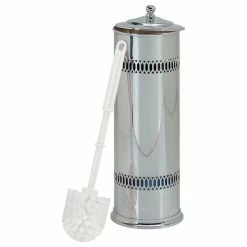 Budget 🔔 Renovators Supply Manufacturing Bathroom Toilet Brush Holder Bright Chrome 15"H X 5"D | 🥰