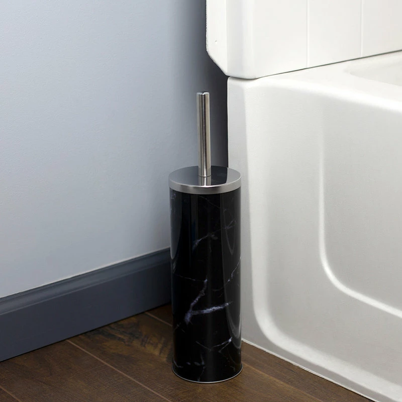 Outlet 🤩 HOME BASICS Hide-Away Faux Marble Toilet Brush Set, Black ✨ 2 Outlet 🤩 HOME BASICS Hide-Away Faux Marble Toilet Brush Set, Black ✨ - Image 2