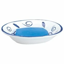 Flash Sale 🛒 Renovators Supply Manufacturing Bathroom Soap Dishes Blue/White Neptune Ceramic Dish | 🎉