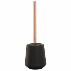 New ๐ Freestanding Toilet Brush And Holder Set Sealskin Conical Copper Black Porcelain ๐งจ