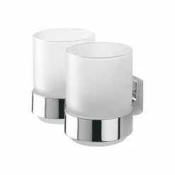 Discount 😍 Wall-Mounted Frosted Glass Double Tumbler Tiger Ontario Chrome 🛒