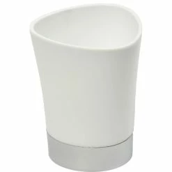 New ❤️ EVIDECO Shiny Bathroom Tumbler Cup Or Toothbrush Holder, White 👍