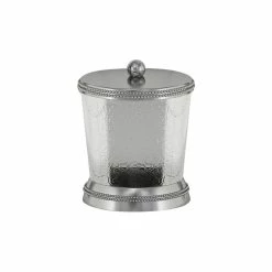 Flash Sale 🔔 TATARA Nu Steel Regal Glass And Metal Cotton Swab/Cotton Container 👏