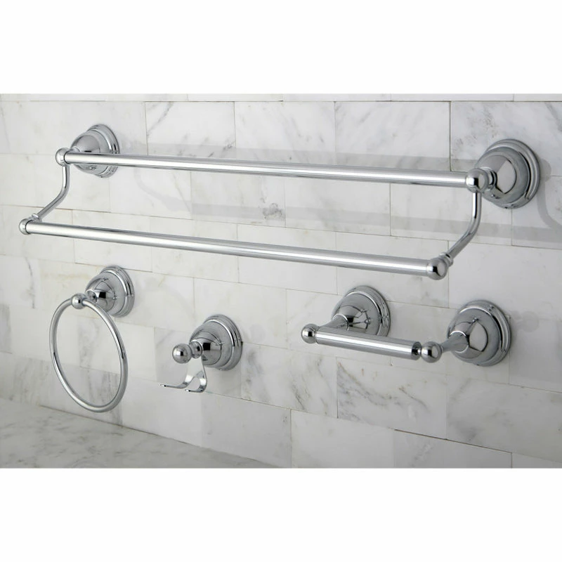 Cheap ⭐ Kingston Brass 4-Piece Dual Towel Bar Bathroom Hardware Set, Polished Chrome ❤️ 2 Cheap ⭐ Kingston Brass 4-Piece Dual Towel Bar Bathroom Hardware Set, Polished Chrome ❤️ - Image 2