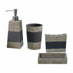 Promo ❤️ TATARA Nu Steel Rustic Bath Collection-Stone Rust/Gray, 4-Piece Set 🤩