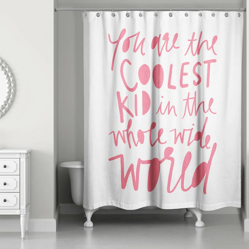 Promo 🔔 DDCG Coolest Kid Pink Text 71x74 Shower Curtain 😉 2 Promo 🔔 DDCG Coolest Kid Pink Text 71x74 Shower Curtain 😉 - Image 2