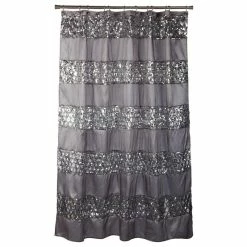 New 🎉 Popular Bath Sinatra Silver Fabric Shower Curtain With Sequins 🎁