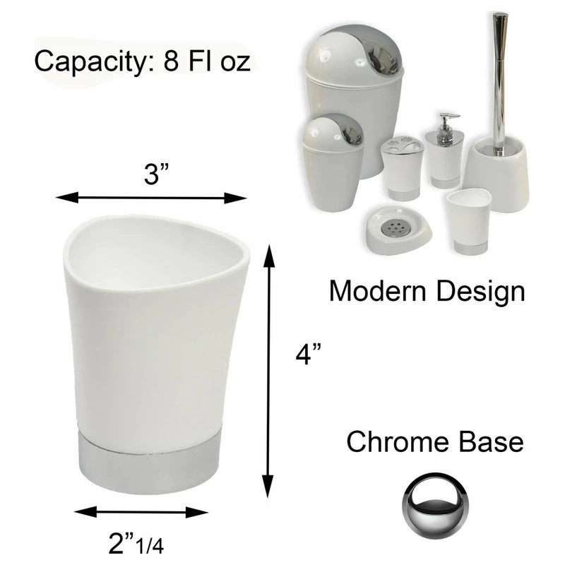 New ❤️ EVIDECO Shiny Bathroom Tumbler Cup Or Toothbrush Holder, White 👍 3 New ❤️ EVIDECO Shiny Bathroom Tumbler Cup Or Toothbrush Holder, White 👍 - Image 3