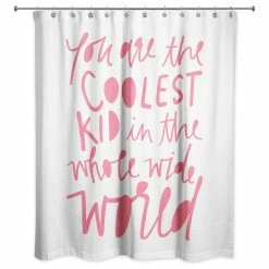 Promo 🔔 DDCG Coolest Kid Pink Text 71x74 Shower Curtain 😉