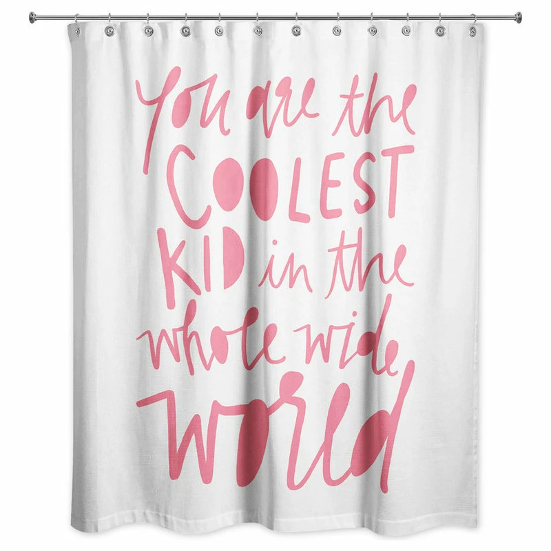 Promo 🔔 DDCG Coolest Kid Pink Text 71x74 Shower Curtain 😉 1 Promo 🔔 DDCG Coolest Kid Pink Text 71x74 Shower Curtain 😉