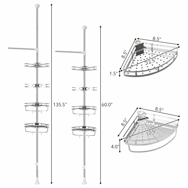 Promo โค๏ธ Costway 4-Tier Shower Corner Caddy Adjustable Bathroom Shelf 304 Stainless Steel ๐ 5 Promo โค๏ธ Costway 4-Tier Shower Corner Caddy Adjustable Bathroom Shelf 304 Stainless Steel ๐ - Image 5