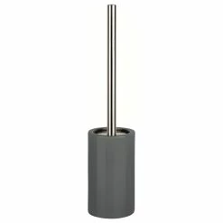 Best Sale 👏 Toilet Brush And Holder Spirella Tube Dark Gray Stoneware 🧨