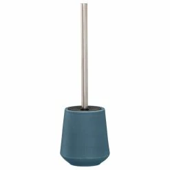 Promo 😍 Freestanding Toilet Brush And Holder Set Sealskin Conical Chrome Blue Porcelain 💯