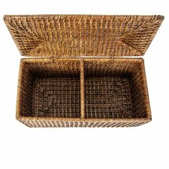 Outlet ⭐ Artifacts Trading Company Saboga Home Double Tissue Box Holder With Divider, Antique Brown ✔️