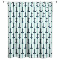 Buy ⭐ DDCG Anchor Stripes Green 71x74 Shower Curtain 🔔