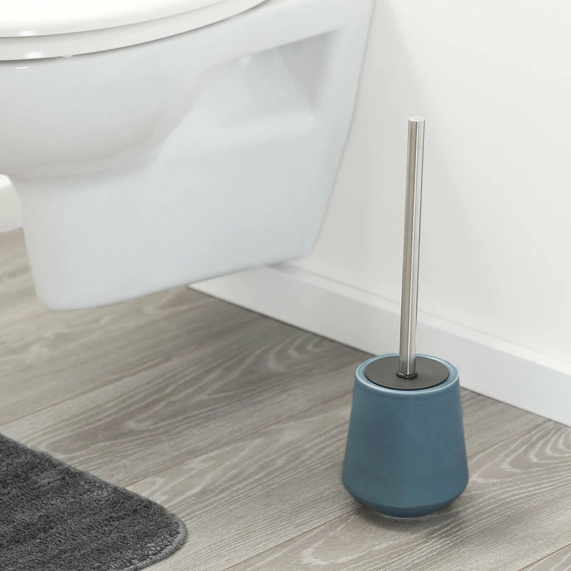 Promo 😍 Freestanding Toilet Brush And Holder Set Sealskin Conical Chrome Blue Porcelain 💯 2 Promo 😍 Freestanding Toilet Brush And Holder Set Sealskin Conical Chrome Blue Porcelain 💯 - Image 2