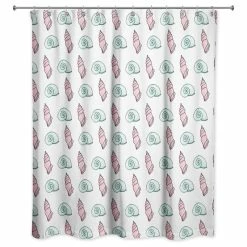 New 🛒 DDCG Green And Pink Shells 71x74 Shower Curtain 🔥