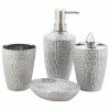 Hot Sale ✨ Eastwindgifts Home Indoor Decorative 🔨 Hammered Silver Texture Bath Accessories 🛒