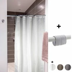 Best Pirce 🤩 EVIDECO White Stall Shower Curtain Half Size Polyester 8 Rings 72"L X 48"W ❤️