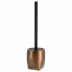 Best deal 🎉 EVIDECO Bathroom Toilet Bowl Brush And Holder WENGE Effect-Resin-Brown Gold 👏