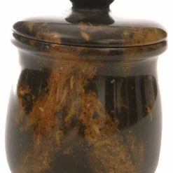 Best Sale 🔥 Bello Treasure Marble Bathroom Jar, Black And Brown ⭐