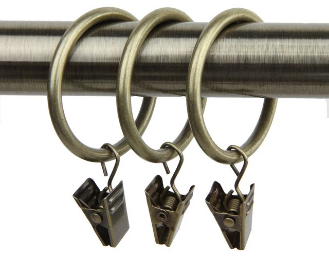 Buy ๐ Rod Desyne Decorative 10 Curtain Rings With Clips 1-3/8" I.D., Antique Brass ๐ 1 Buy ๐ Rod Desyne Decorative 10 Curtain Rings With Clips 1-3/8" I.D., Antique Brass ๐