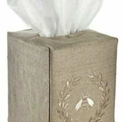 Promo 🥰 Jacaranda Living Natural Linen Tissue Box Cover, Napoleon Bee Wreath ✔️