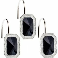 Best Pirce ❤️ Carnation Home Fashions "Tiffany" Bejeweld Resin Shower Curtain Hooks In Black 😀