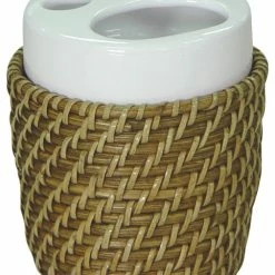 New 😉 Elegant Home Fashions Bathroom Toothbrush Holder Woven 701036 👏